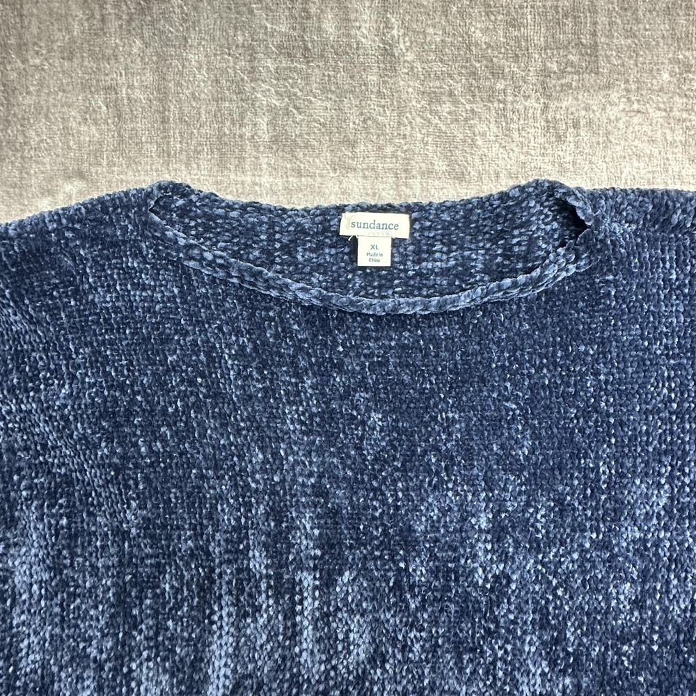 Sundance Sweater Womens XL Blue Chenille Bell Sleeve Tie Hem Boho Pullover Top - Picture 6 of 10